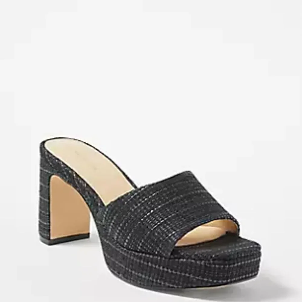 Ann Taylor Raffia Platform Mule‎ Sandals Black Sz 9.5- NIB